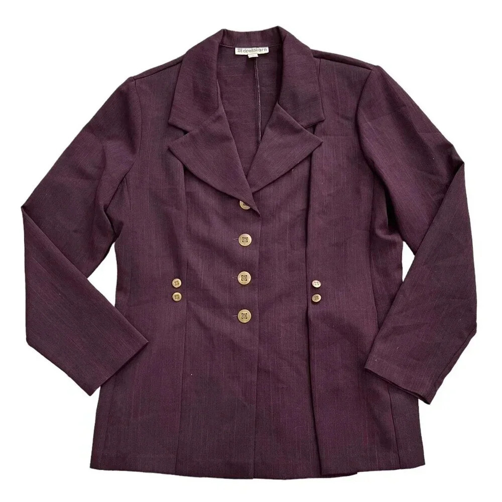 Dressbarn Purple Gold Button Blazer 16